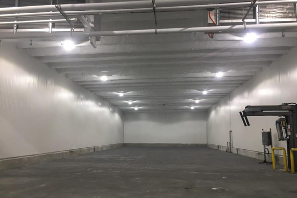 Interior of an 8,000 sq ft commercial cooler.