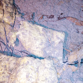Closeup of insulation containing asbestos.