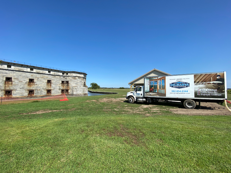 Commercial installation (state owned buildings) on Pea Patch Island. Trucks taken to job on a barge. Commercial installation (state owned buildings) on Pea Patch Island. Trucks taken to job on a barge.