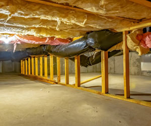 Insulated crawl space in Delaware home.