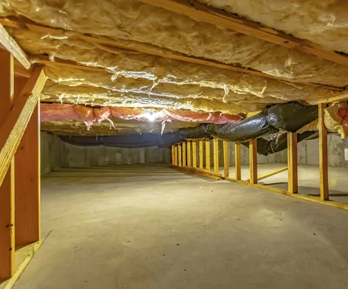 Insulated crawl space in Delaware home.