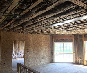 new home construction with insulation installed